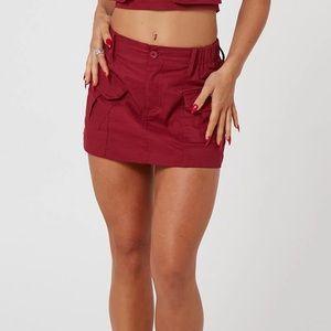 Cherry Red Cargo Mini Skirt from ‘Luxe to Kill’                 US size 6/UK10